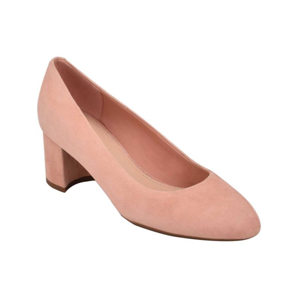 EVOLVE Womens Pink Cushioned Comfort Robin Block Heel Slip On Leather Pumps 8 M